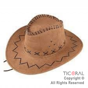 SOMBRERO COWBOY MARRON CLARO TELA x 1